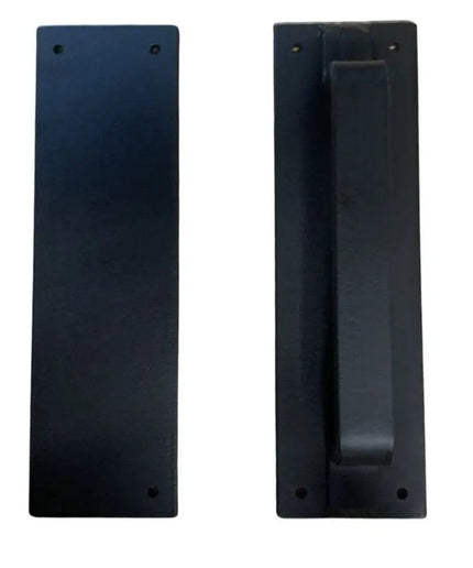 The Lockport Pull Door Handle/ Pull Black Powder Coat Flat Pushplate No Flat Pushplate | Industrial Farm Co