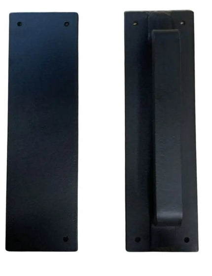 The Lockport Pull Door Handle/ Pull Black Powder Coat Flat Pushplate No Flat Pushplate | Industrial Farm Co