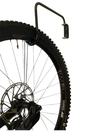The Logan Wall Mounted Bike Rack Hook Regular Rim Finish Bare/Raw Metal | Industrial Farm Co