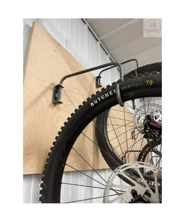 The Logan Wall Mounted Bike Rack Hook Regular Rim Finish Black Powder Coat | Industrial Farm Co