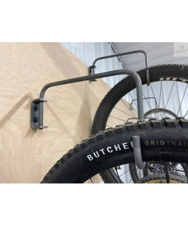 The Logan Wall Mounted Bike Rack Hook Fat Bike Rim Finish Silver Powder Coat | Industrial Farm Co