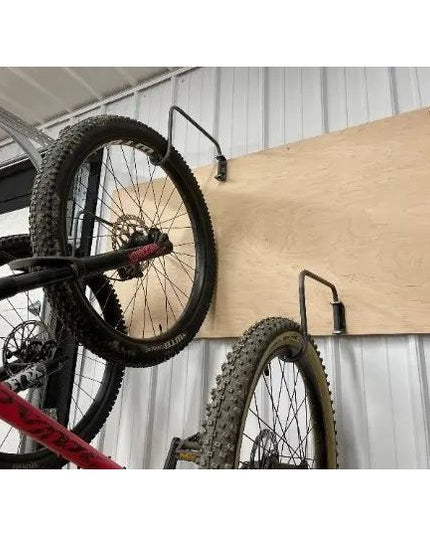 The Logan Wall Mounted Bike Rack Hook Fat Bike Rim Finish Bare/Raw Metal | Industrial Farm Co