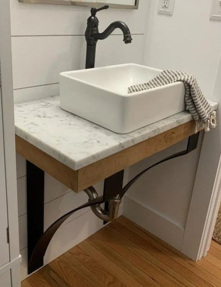 The Rochester Countertop and Desk Supports Brackets/Corbels 8" Depth x 20" Wall Mount Length Finish Raw - Uncoated Metal | Industrial Farm Co
