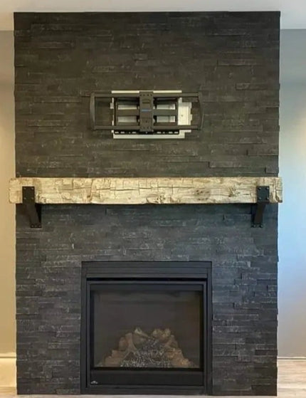 The Spafford Mantel Support Brackets/Corbels 6" Depth x 6" Wall Mount Length Finish Black Powder Coat | Industrial Farm Co