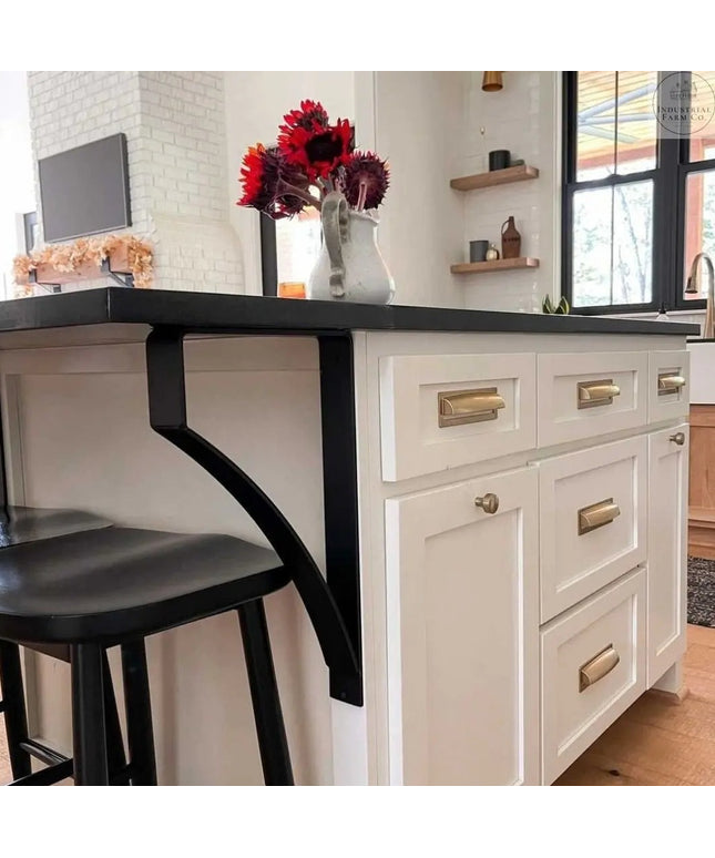 The Syracuse Countertop Supports Brackets/Corbels 8" Depth x 20" Wall Mount Length Finish Raw - Uncoated Metal | Industrial Farm Co
