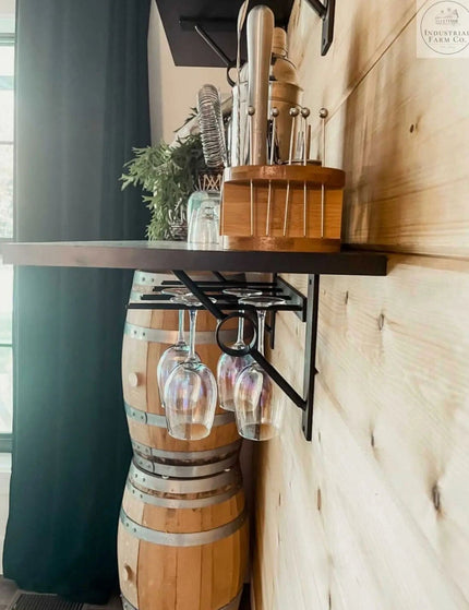 The White Plains Wine Glass Rack Wine Glass Rack Bare/Raw Metal   | Industrial Farm Co